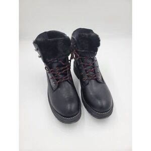 Emmshu Migas Women's Ankle Boots Faux Fur Combat Lace Up Boot Black Sz 41 /US 10